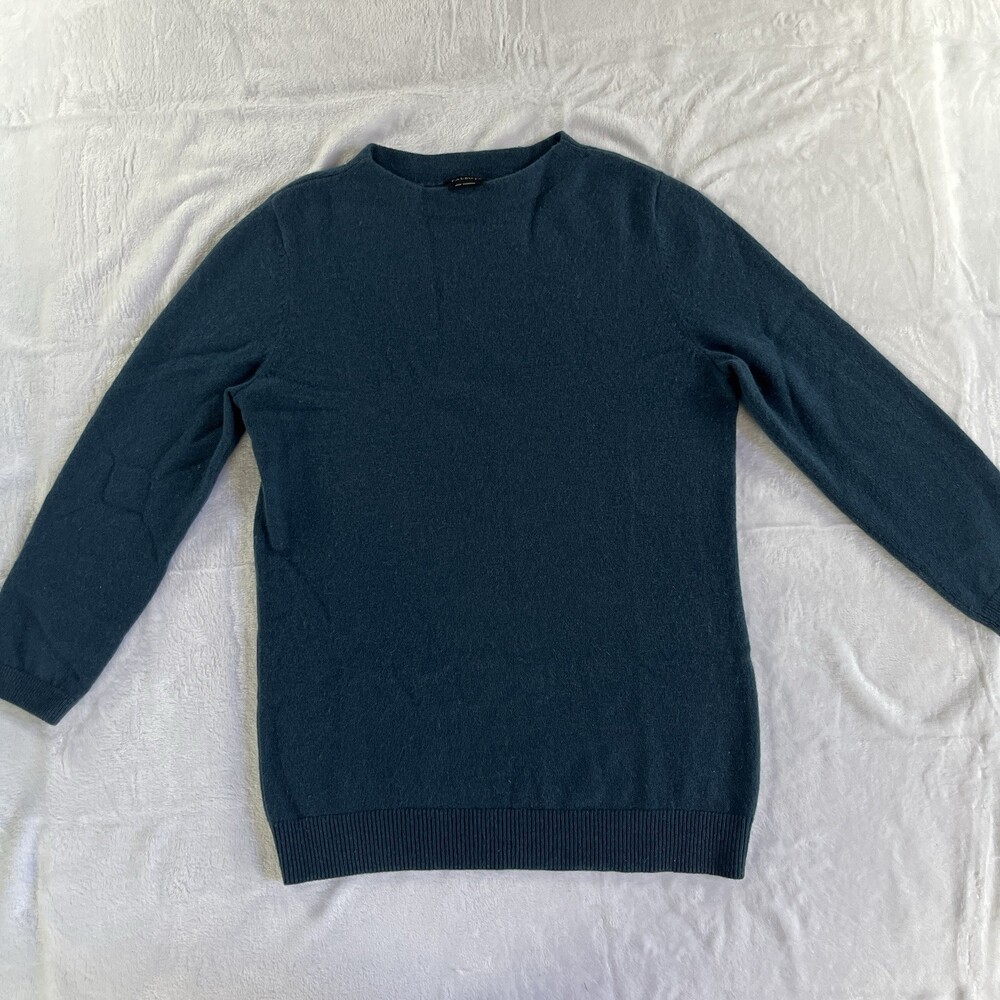 Talbots 100% Pure Cashmere Crewneck Sweater 3/4 Sleeve Teal Soft Chic Women’s S
